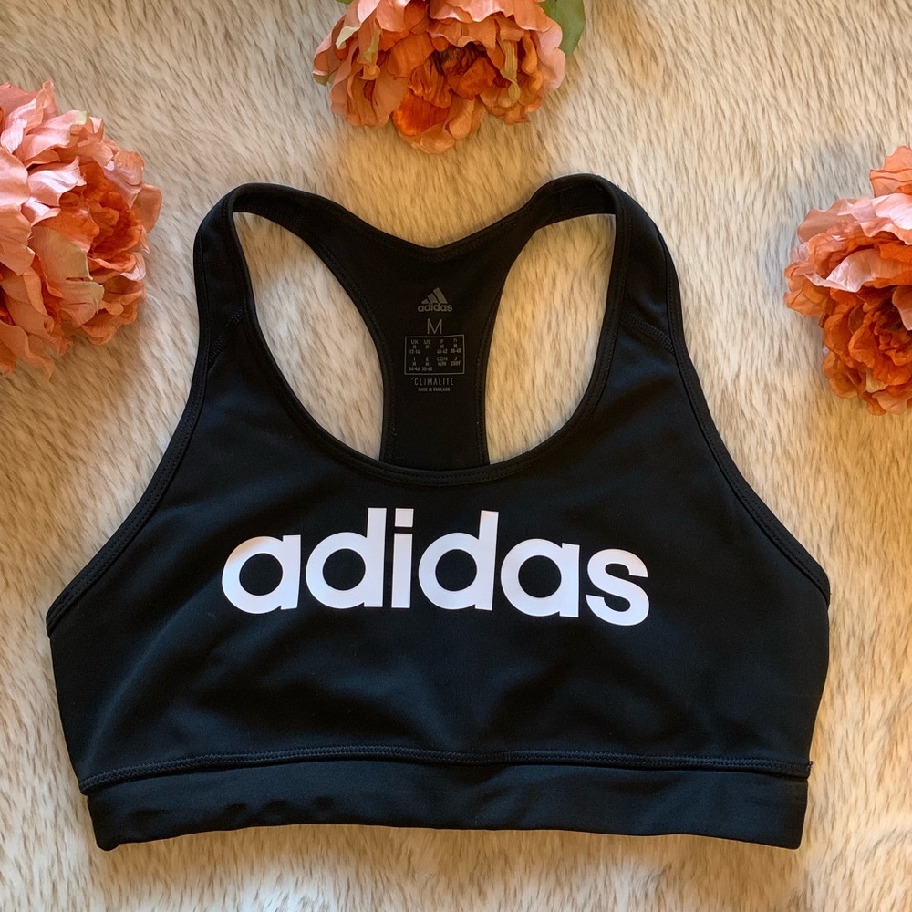 Adidas logo black sports bra